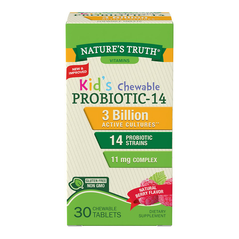 Natures Truth Probiotic 14 Kids Chewable 3 Billion Supplement, Natural Berry, 30 Ea